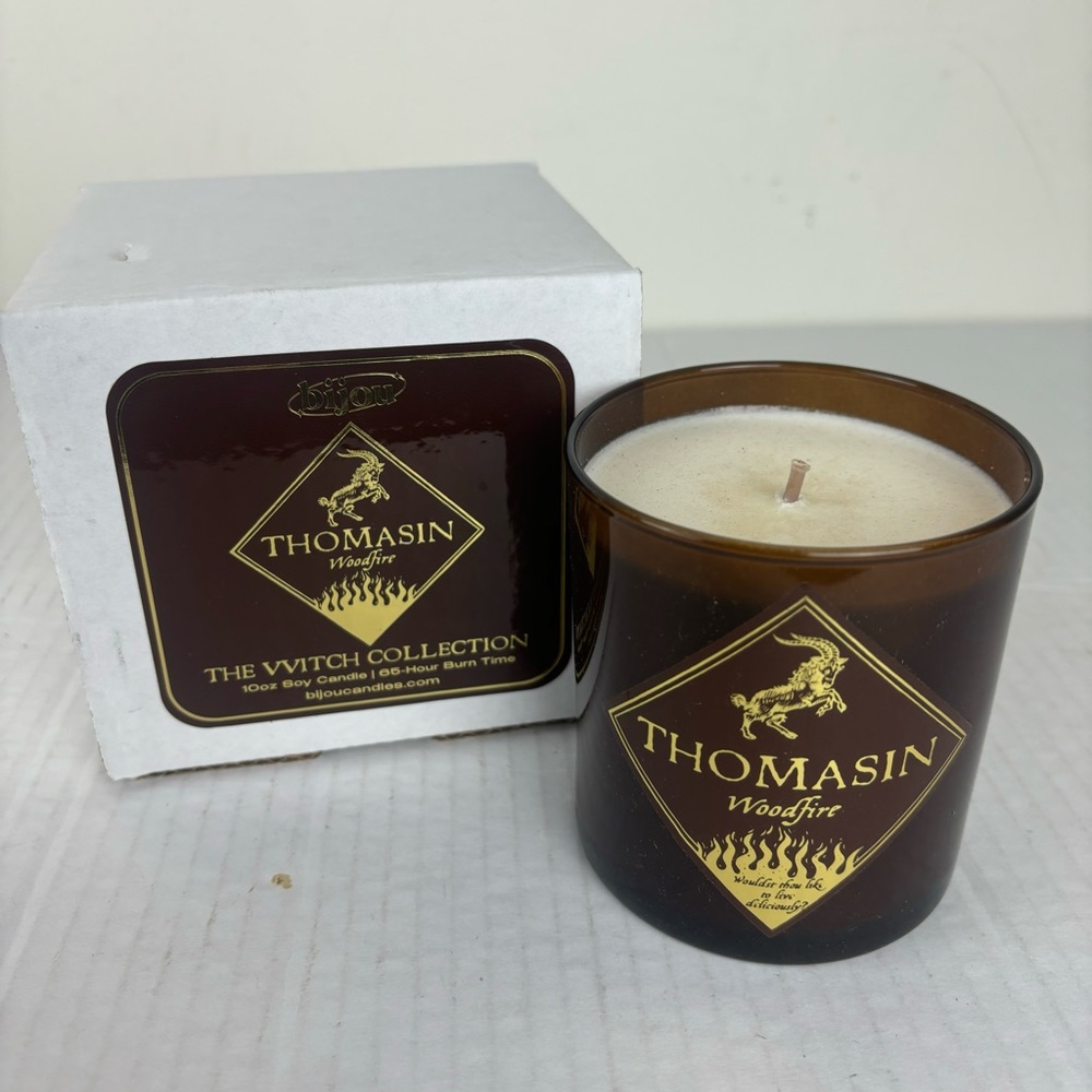 Bijou Soy Candle-Thomasin Woodfire Candle-VViitch Collection-New In Box